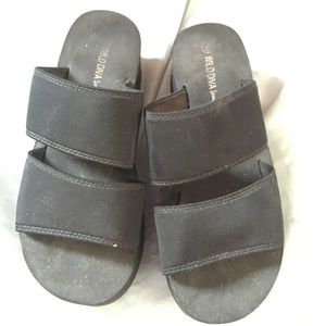 Black platform slides/sandals